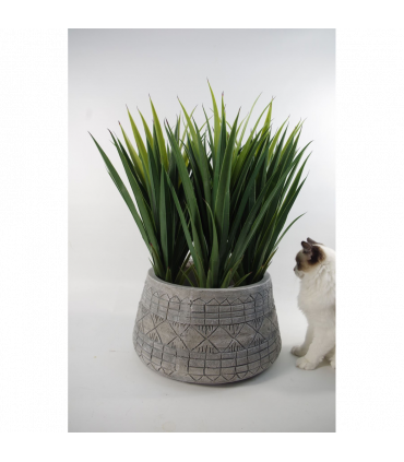 22cm x 37cm Large Grey Gliese Embossed Planter