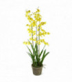 105cm Oncidium Artificial Orchid Yellow in Stoneware Planter