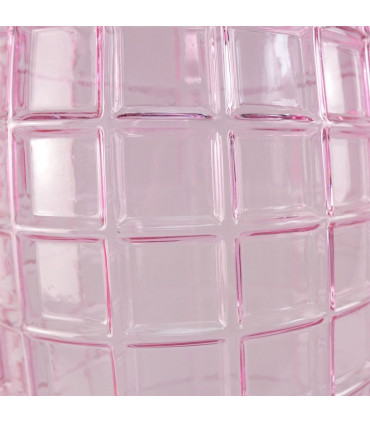 49cm Tall Pink Square Glass Vase