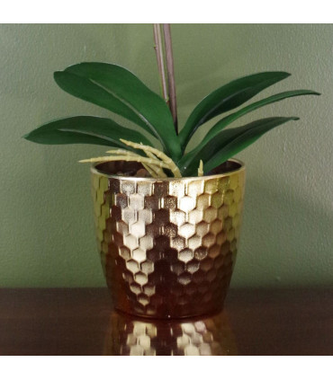 50cm Phalaenopsis Orchid Artificial Purple and White Gold Pot