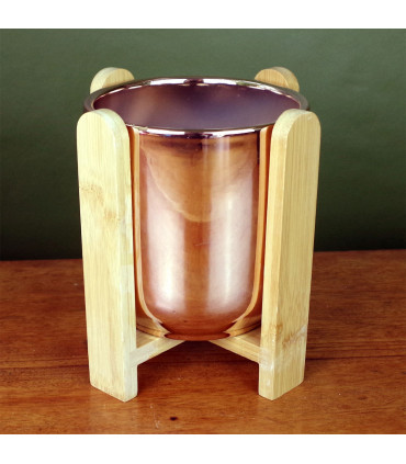 Gold Ceramic Planter Bamboo Stand Plant Pot