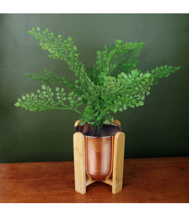 Gold Ceramic Planter Bamboo Stand Plant Pot