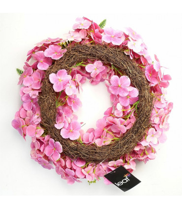 40cm Artificial Pink Floral Blossom Wreath