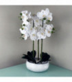 60cm Orchid Artificial White Marble Effect Ceramic Planter