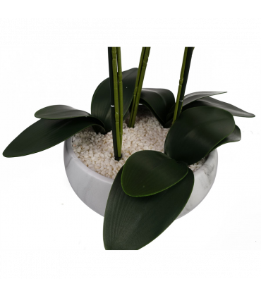 60cm Orchid Artificial White Marble Effect Ceramic Planter