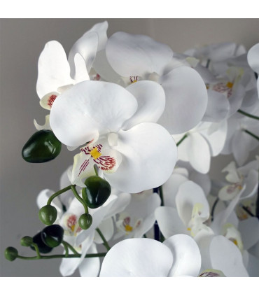 60cm Orchid Artificial White Marble Effect Ceramic Planter