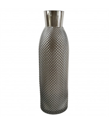 50cm Smoke Grey Diamond Tall Glass Vase