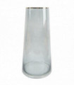 28cm Gold Rim Smoke Grey Glass Vase