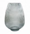 30cm Smoke Grey Ridged Glass Vase