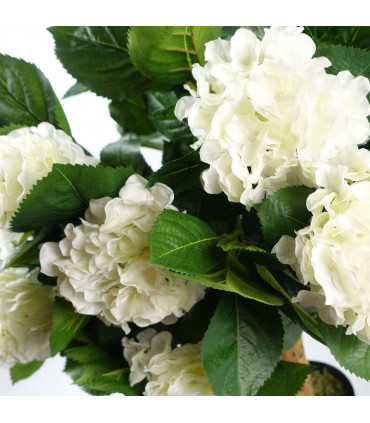 75cm Artificial White Bush Hydrangea Plant Potted