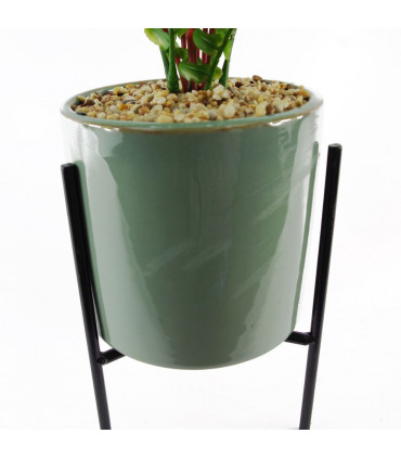 40cm Artificial Fern Plant with Ceramic Planter & Stand