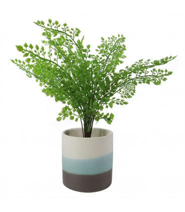 12cm Blue Sand Stripe Ceramic Planter