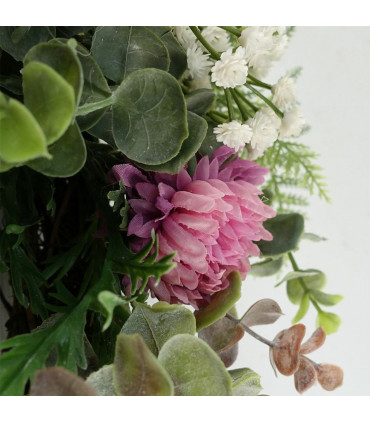 45cm Artificial Pink Floral Blossom Wreath