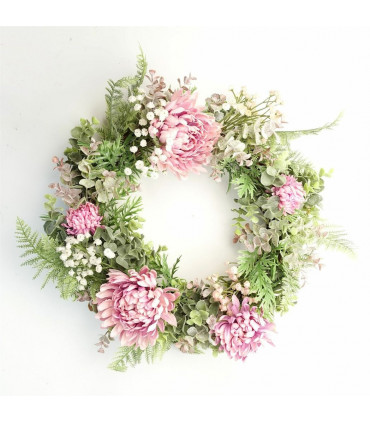 45cm Artificial Pink Floral Blossom Wreath