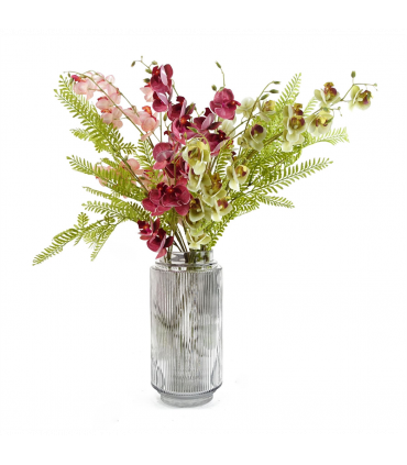 31cm Clear Ridged Glass Vase