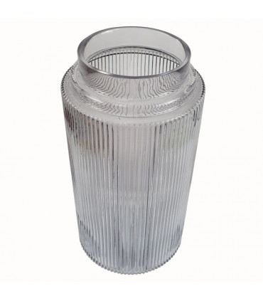 31cm Clear Ridged Glass Vase