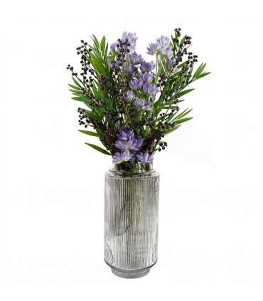 31cm Clear Ridged Glass Vase