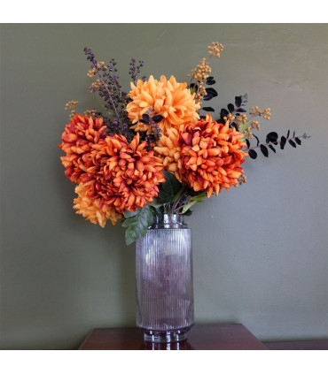 31cm Clear Ridged Glass Vase