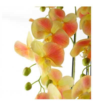 110cm Large Yellow Peach Orchid Plant Artifcial 41 REAL TOUCH flowers