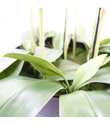 110cm Large Yellow Peach Orchid Plant Artifcial 41 REAL TOUCH flowers