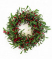 60cm (24") Large Luxury Christmas Mistletoe Leaf and Red Berry Floristry Wreath