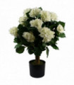 70cm Artificial White Bush Hydrangea Plant Potted