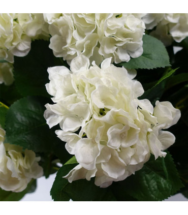 70cm Artificial White Bush Hydrangea Plant Potted