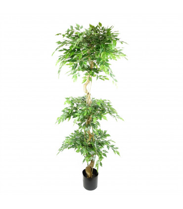 180cm Artificial Twisted Trunk Fruticosa Ficus Tree Triple Ball Topiary 1984 Leaves