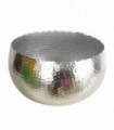 XL Metal Bowl Planter 32 x 20cm Hammered Silver Colour Curvy Edge