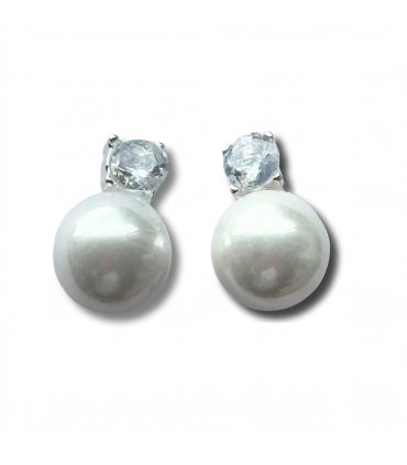 Cubic Zirconia Pearl Stud Earrings