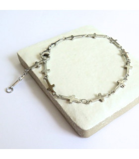 Cross Chain Silver Bracelet