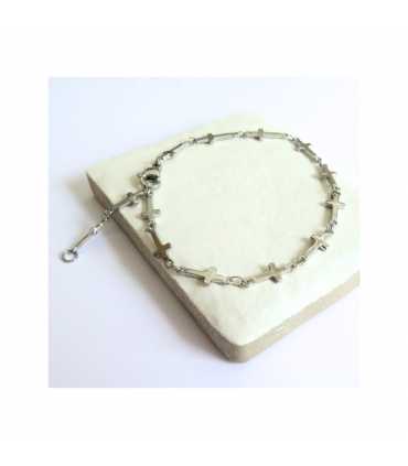 Cross Chain Silver Bracelet
