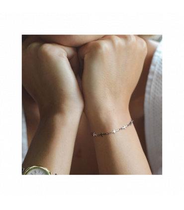 Cross Chain Silver Bracelet
