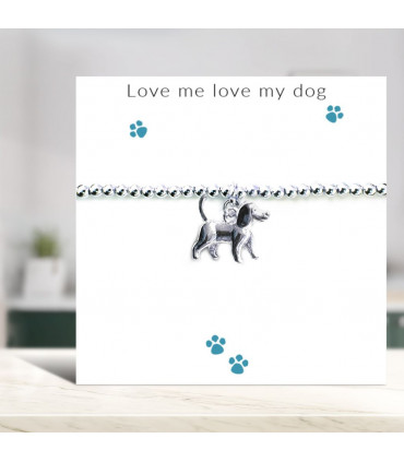 Love Me Love My Dog Bracelet on Message Card