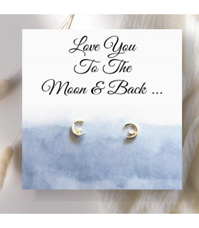 Love You To The Moon & Back Earrings on Message Card