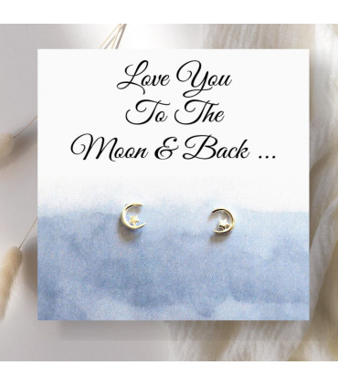Love You To The Moon & Back Earrings on Message Card