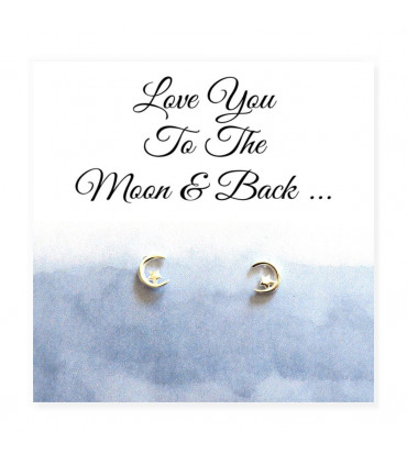 Love You To The Moon & Back Earrings on Message Card