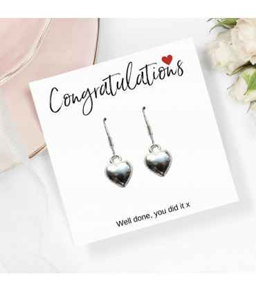 Congratulations Heart Charm Earrings & Card