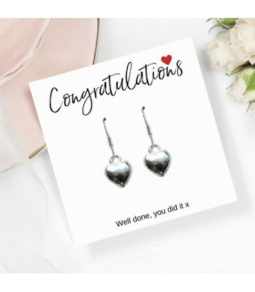 Congratulations Heart Charm Earrings & Card