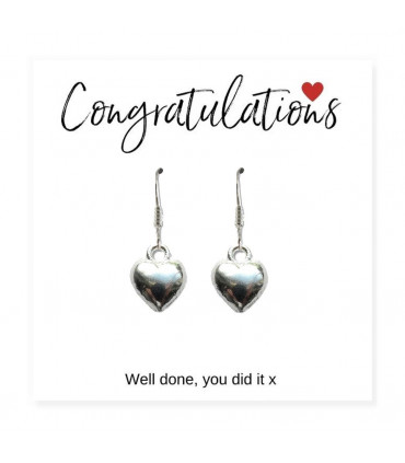 Congratulations Heart Charm Earrings & Card