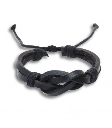 Black Leather Retro Knot Bracelet