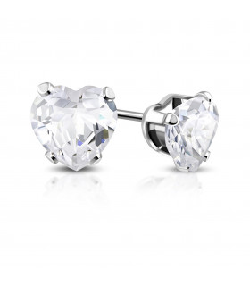 Cubic Zirconia Heart Stud Earrings