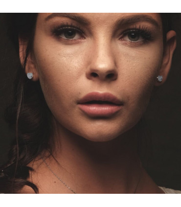 Cubic Zirconia Heart Stud Earrings