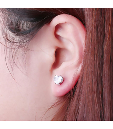 Cubic Zirconia Heart Stud Earrings