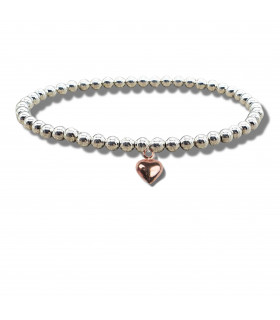 Girls Mini Puff Heart Rose Gold Beaded Bracelet
