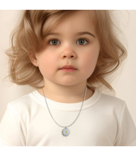 Girls Silver Daisy Charm Necklace