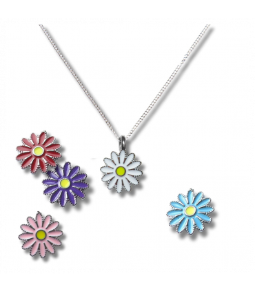 Girls Silver Daisy Charm Necklace