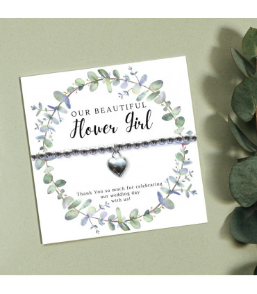 Flower Girl Heart Bracelet & Eucalyptus Thank You Card
