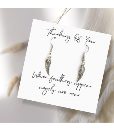 Angel Feather Sterling Silver Earrings on Message Card