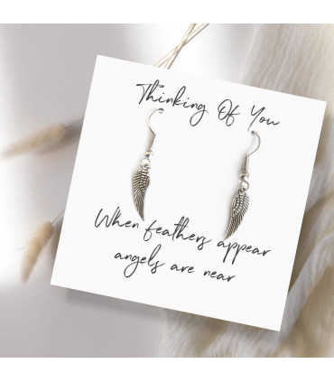 Angel Feather Sterling Silver Earrings on Message Card